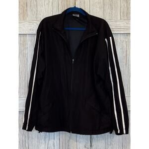 Jerzees men’s large windbreaker full zip Black White Stripe